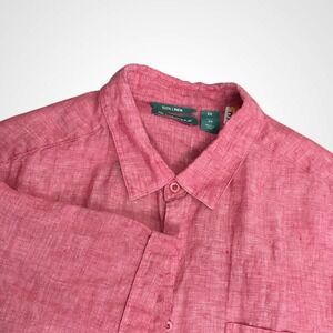Cubavera Button Up Shirt Men's Size 2XL Raspberry 100% Linen Short Sleeve Casual
